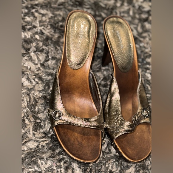 Xappeal Metallic Gold Mules with Button Detail - Picture 12 of 12